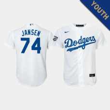 Youth Los Angeles Dodgers Kenley Jansen #74 White 2020 World Series Champions Home Replica Player Jersey