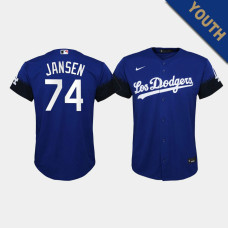 Youth Los Angeles Dodgers Kenley Jansen #74 Royal 2021 City Connect Replica Jersey