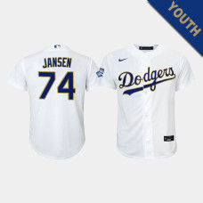 Youth Los Angeles Dodgers Kenley Jansen #74 White 2021 Gold Program Replica Jersey