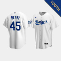 Youth Los Angeles Dodgers Matt Beaty #45 White 2020 World Series Champions Home Replica Jersey Youth Los Angeles Dodgers Matt Beaty #45 White 2020 World Series Champions Home Replica Jersey