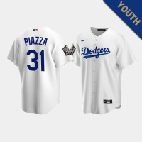 Youth Los Angeles Dodgers Mike Piazza #31 White 2020 World Series Replica Jersey