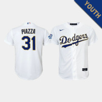 Youth Los Angeles Dodgers Mike Piazza #31 White 2021 Gold Program Replica Jersey