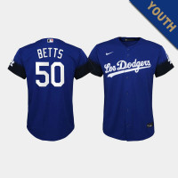 Youth Los Angeles Dodgers Mookie Betts #50 Royal 2021 City Connect Replica Jersey