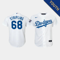 Youth Los Angeles Dodgers Ross Stripling #68 White 2020 World Series Champions Home Replica Player Jersey
