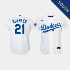 Youth Los Angeles Dodgers Walker Buehler #21 White 2020 World Series Champions Home Replica Player Jersey