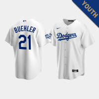 Youth Los Angeles Dodgers Walker Buehler #21 White 2020 World Series Champions Home Replica Jersey