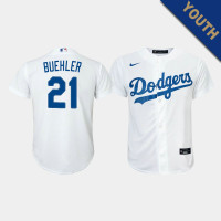 Youth Los Angeles Dodgers Walker Buehler #21 White Replica Home Jersey