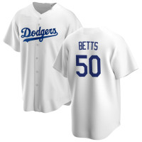 Mookie Betts #50 Los Angeles Dodgers Home Jersey - White Replica Mookie Betts #50 Los Angeles Dodgers Home Jersey - White Replica