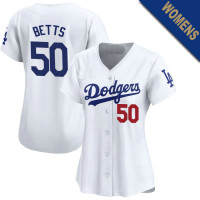 Mookie Betts #50 Los Angeles Dodgers Women's Home Jersey - White Limited Mookie Betts #50 Los Angeles Dodgers Women's Home Jersey - White Limited