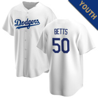 Mookie Betts #50 Los Angeles Dodgers Youth Home Jersey - White Replica Mookie Betts #50 Los Angeles Dodgers Youth Home Jersey - White Replica