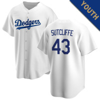 Rick Sutcliffe #43 Los Angeles Dodgers Youth Home Retired Player Jersey - White Replica Rick Sutcliffe #43 Los Angeles Dodgers Youth Home Retired Player Jersey - White Replica
