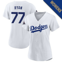 River Ryan #77 Los Angeles Dodgers Women's Home Jersey - White Replica