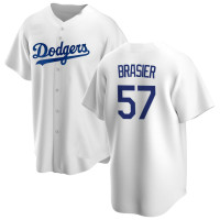 Ryan Brasier #57 Los Angeles Dodgers Home Jersey - White Replica Ryan Brasier #57 Los Angeles Dodgers Home Jersey - White Replica
