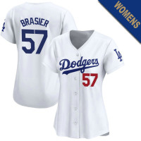 Ryan Brasier #57 Los Angeles Dodgers Women's Home Jersey - White Limited Ryan Brasier #57 Los Angeles Dodgers Women's Home Jersey - White Limited