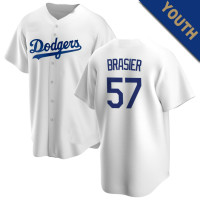 Ryan Brasier #57 Los Angeles Dodgers Youth Home Jersey - White Replica Ryan Brasier #57 Los Angeles Dodgers Youth Home Jersey - White Replica