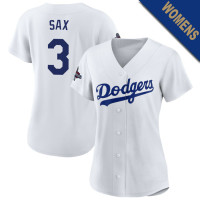 Steve Sax #3 Los Angeles Dodgers Women's Home Retired Player Jersey - White Replica Steve Sax #3 Los Angeles Dodgers Women's Home Retired Player Jersey - White Replica