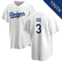 Steve Sax #3 Los Angeles Dodgers Youth Home Retired Player Jersey - White Replica Steve Sax #3 Los Angeles Dodgers Youth Home Retired Player Jersey - White Replica