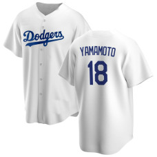 Yoshinobu Yamamoto #18 Los Angeles Dodgers Home Jersey - White Replica Yoshinobu Yamamoto #18 Los Angeles Dodgers Home Jersey - White Replica