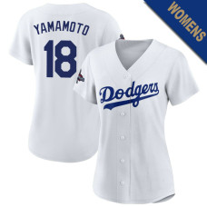 Yoshinobu Yamamoto #18 Los Angeles Dodgers Women's Home Jersey - White Replica Yoshinobu Yamamoto #18 Los Angeles Dodgers Women's Home Jersey - White Replica