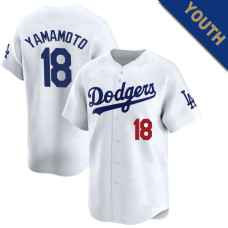 Yoshinobu Yamamoto #18 Los Angeles Dodgers Youth Home Jersey - White Elite Yoshinobu Yamamoto #18 Los Angeles Dodgers Youth Home Jersey - White Elite